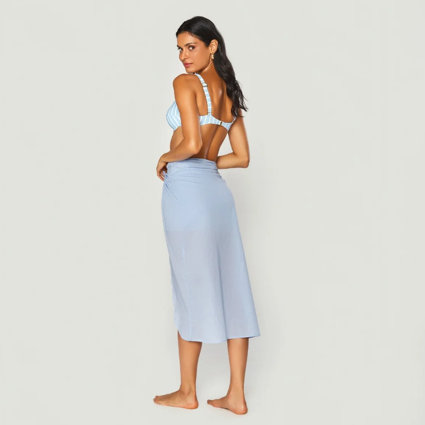Saia Midi Gold Summer Azul Bebe