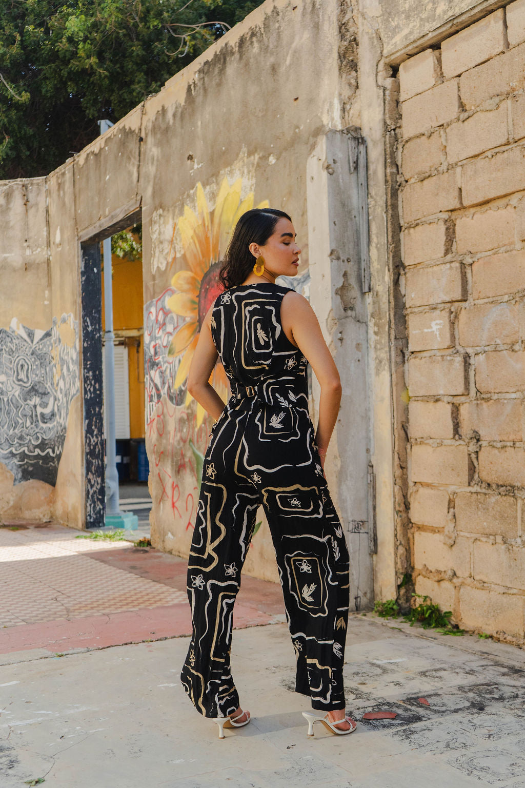 Printed Vest and Wide Pants