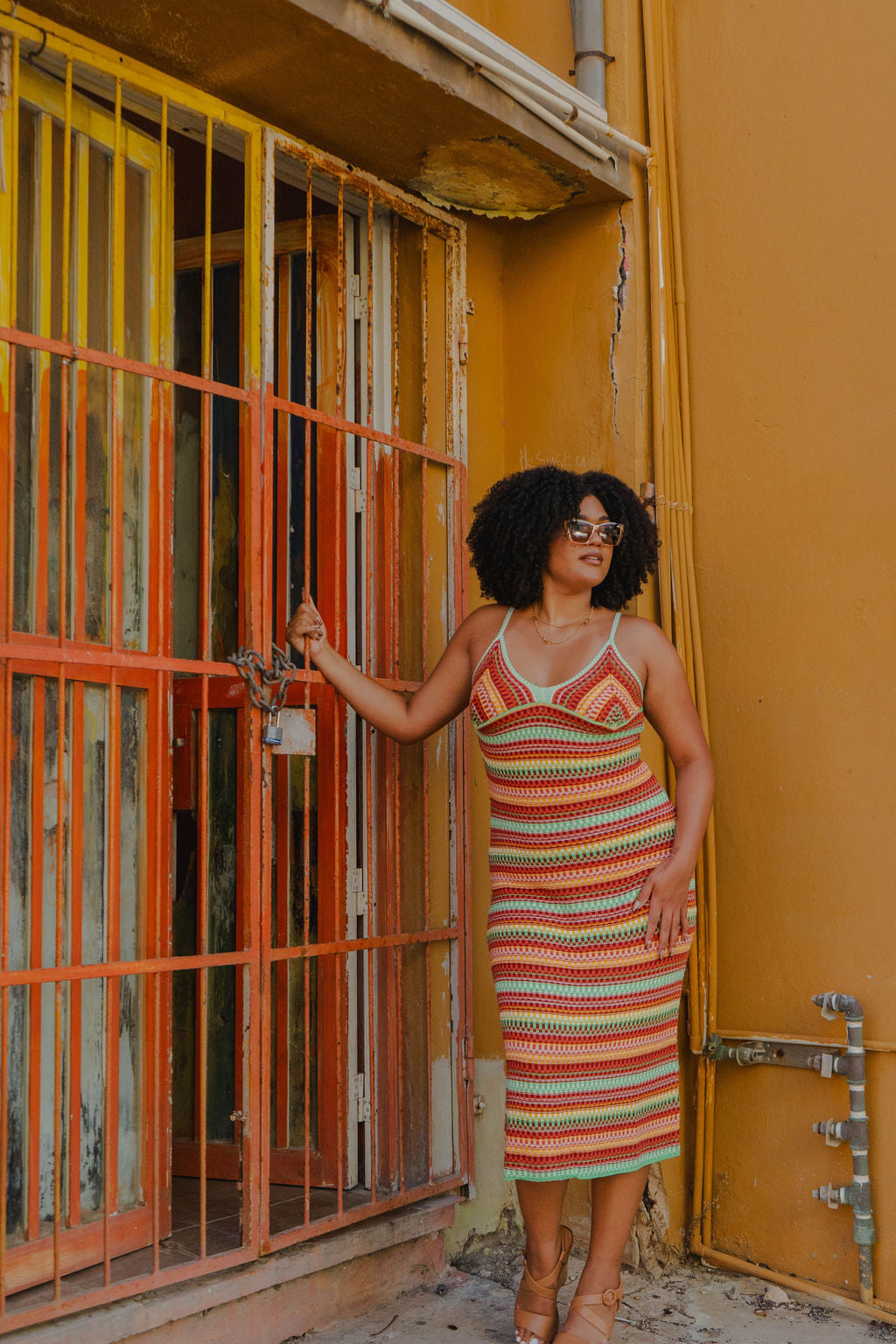 Knitted Dress - Rust Multi