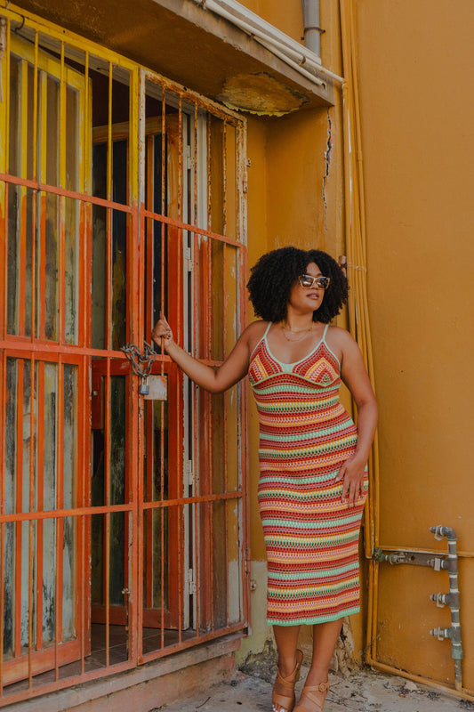 Knitted Dress - Rust Multi